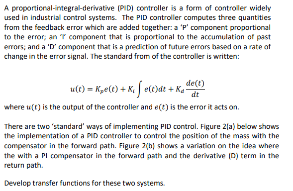 Solved A Proportional-integral-derivative (PID) Controller | Chegg.com