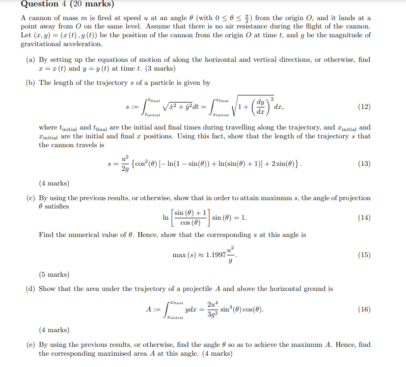 Solved A cannon of mass m is fired at speed u at an angle θ | Chegg.com