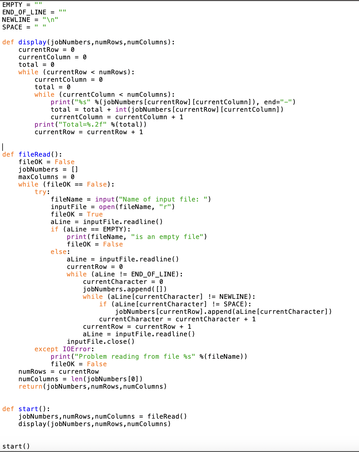 Solved For the following txt file,we got the code in order | Chegg.com