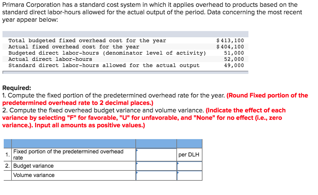 Solved Primara Corporation has a standard cost system in
