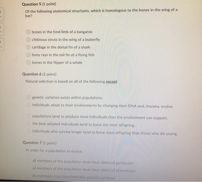 Solved Saved Question 1 (1 point) If two modern organisms | Chegg.com