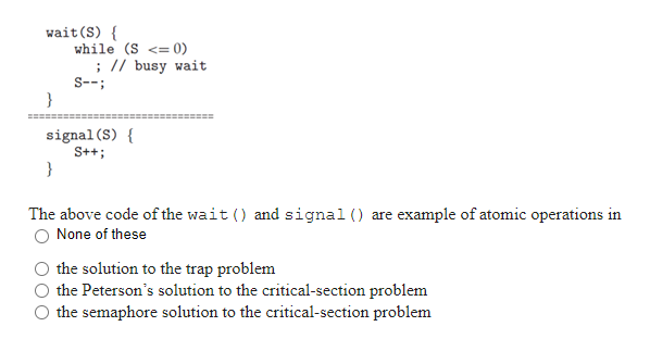 Solved wait() { while (S