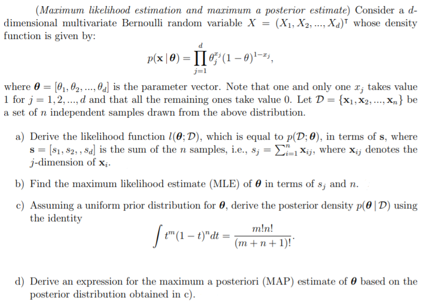 Solved (Maximum Likelihood Estimation And Maximum A | Chegg.com