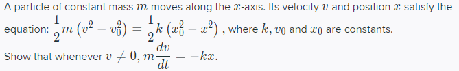 Solved A particle of constant mass m moves along the x-axis. | Chegg.com