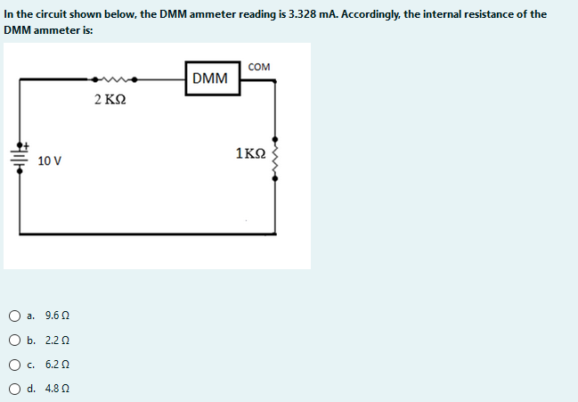 Solved In the circuit shown below, the DMM ammeter reading | Chegg.com