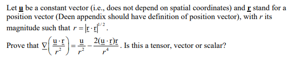 Solved Let u be a constant vector (i.e., does not depend on | Chegg.com