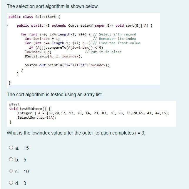 Solved Which Of The Following Sorting Algorithm In The Best | Chegg.com