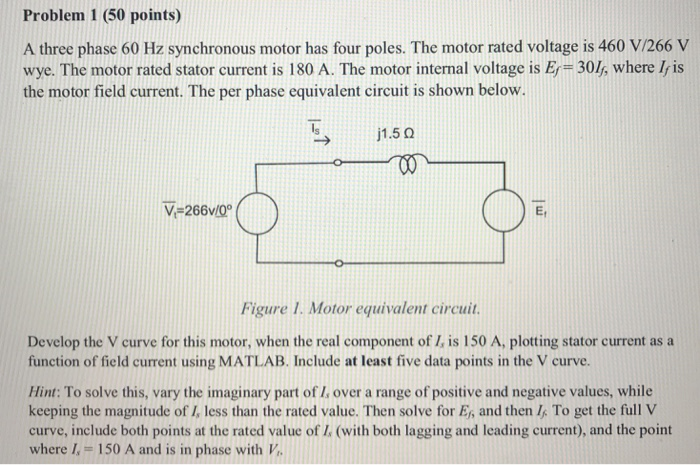 Solved Problem 1 (50 points) A three phase 60 Hz synchronous | Chegg.com