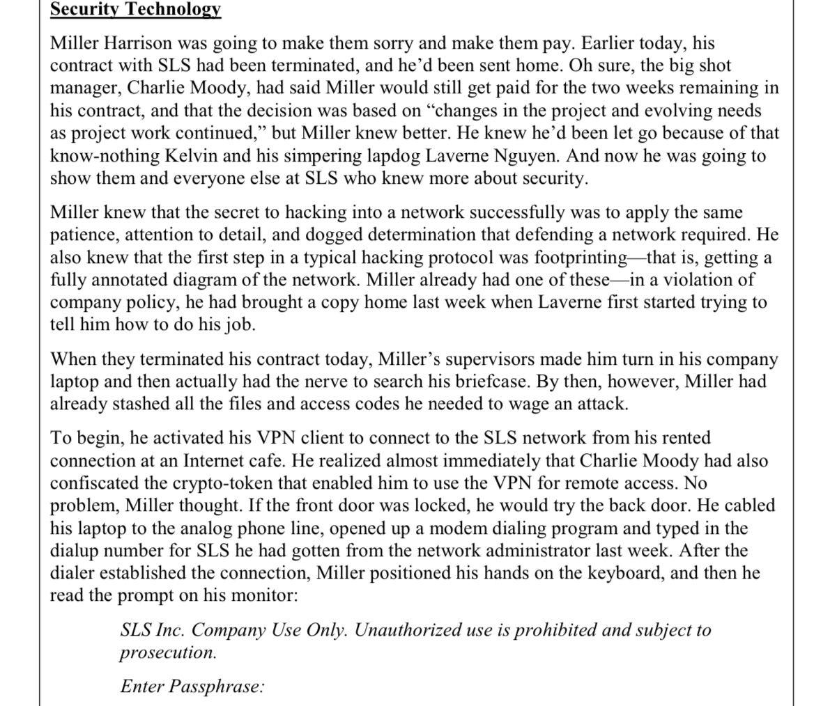 Solved Security Technology Miller Harrison was going to make