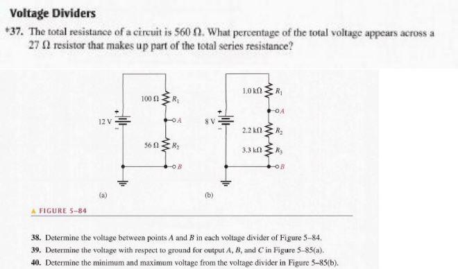 Voltage Dividers *37. The total resistance of a Circuit Diagram