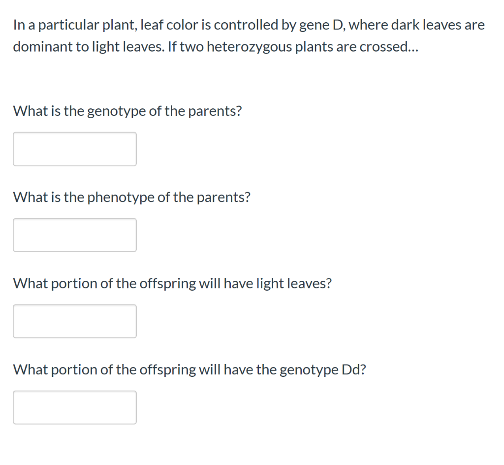 Solved In a particular plant, leaf color is controlled by