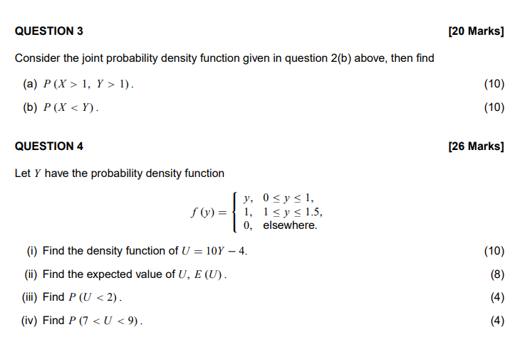 Consider the joint probability density function given | Chegg.com
