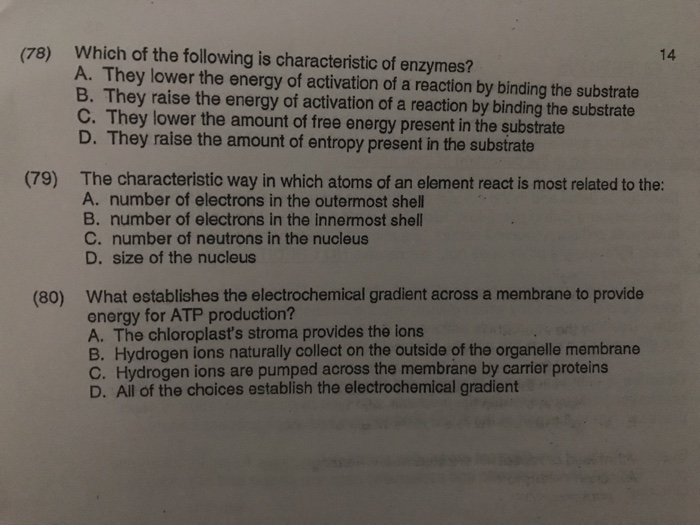 Solved Which of the following is characteristic of enzymes?
