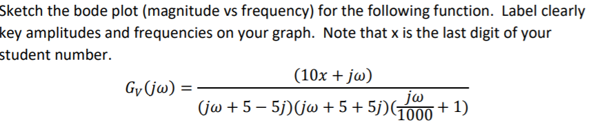 Solved Sketch the bode plot (magnitude vs frequency) for the | Chegg.com