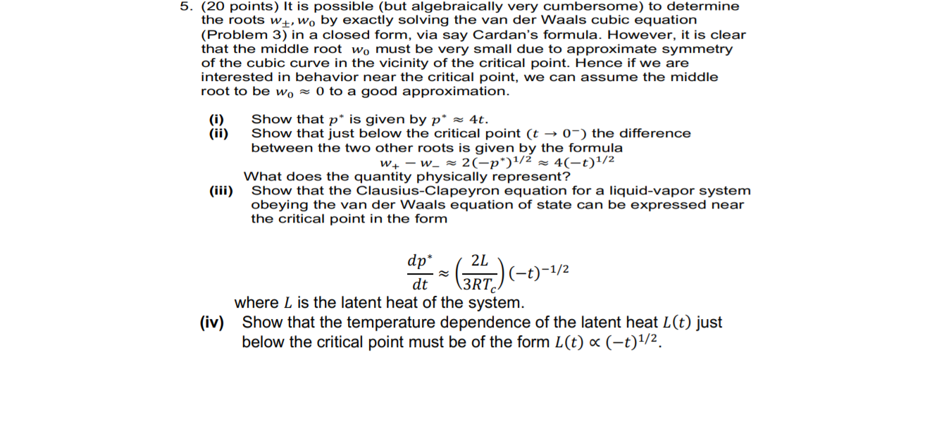 5. (20 points) It is possible (but algebraically very | Chegg.com