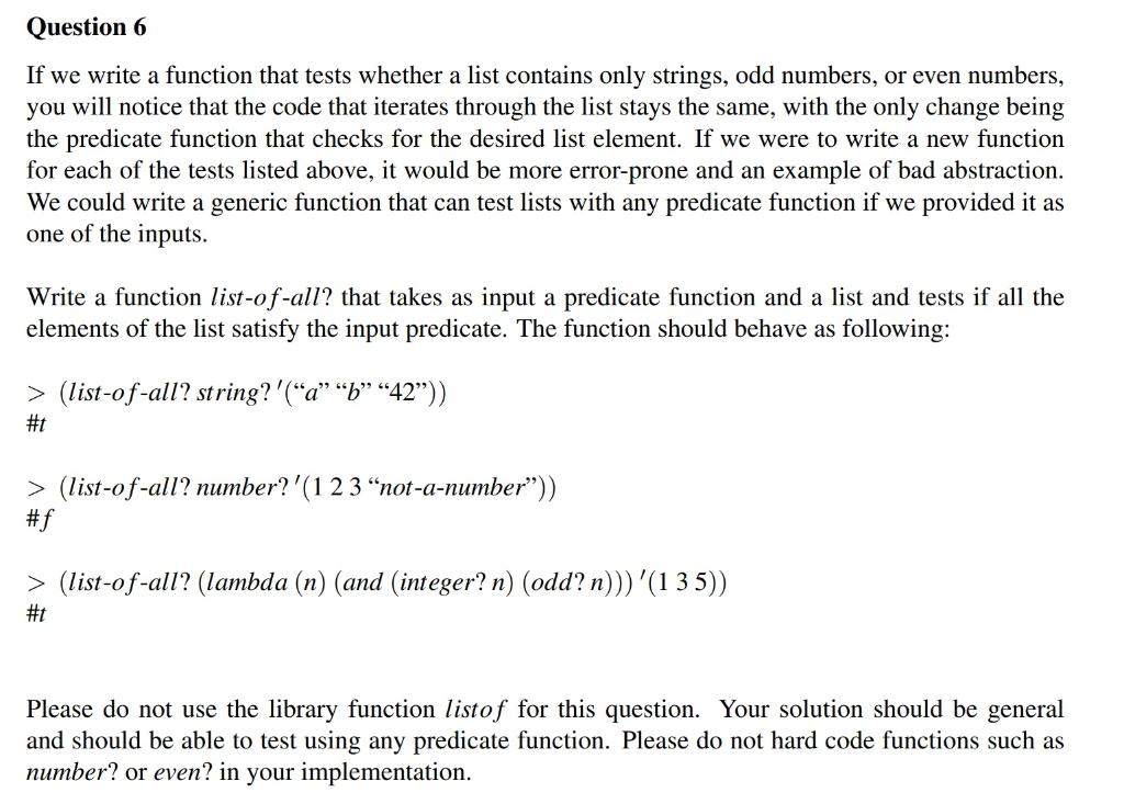 Question 6 If we write a function that tests whether | Chegg.com