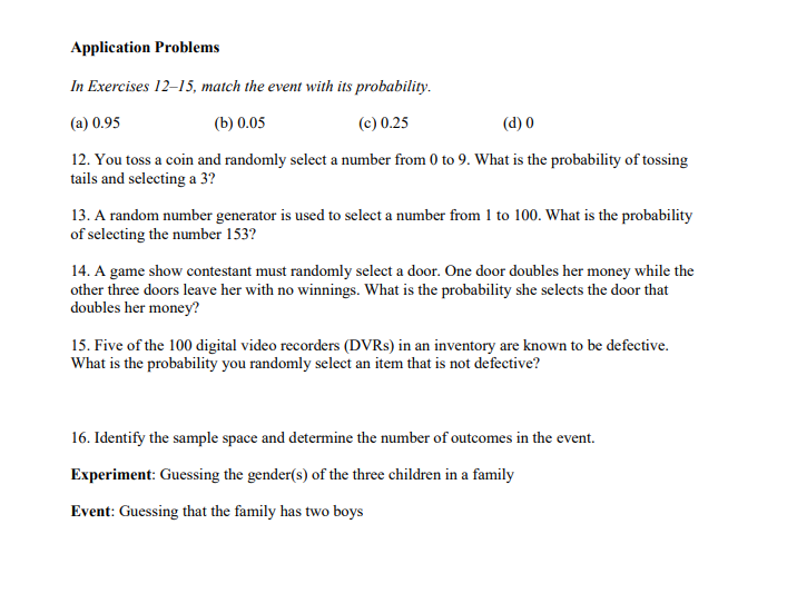 Solved In Exercises 12-15, match the event with its | Chegg.com