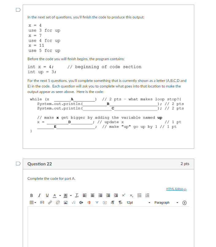 Solved In The Next Set Of Questions, You'll Finish The Code | Chegg.com