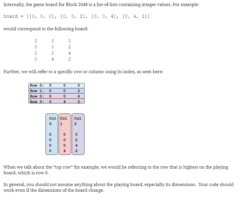 Internally, the game board for Block 2048 is a | Chegg.com image.