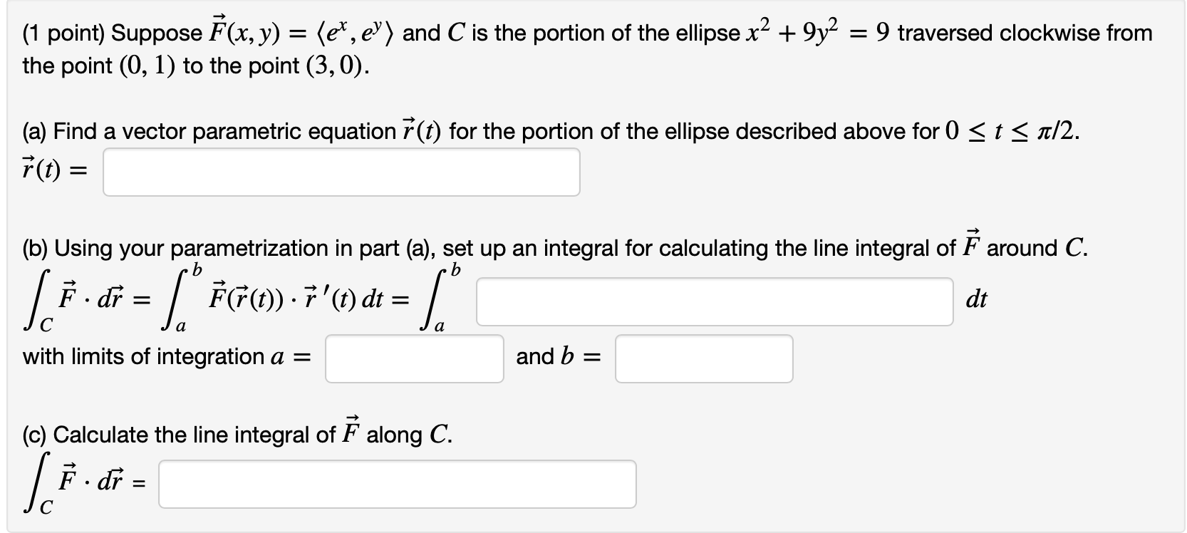 Solved 1 Point Suppose F X Y Et E And C Is The P Chegg Com