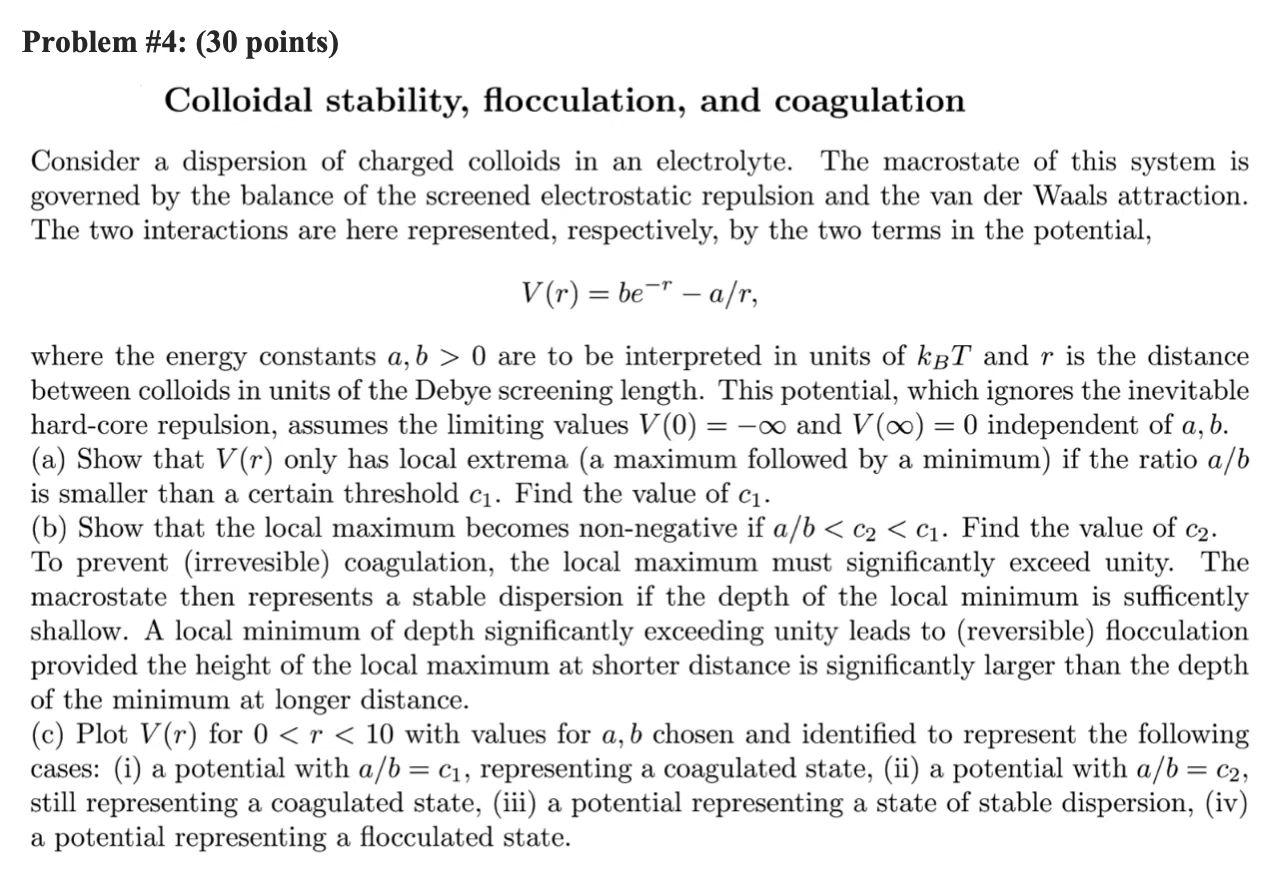 Solved Colloidal stability, flocculation, and coagulation | Chegg.com