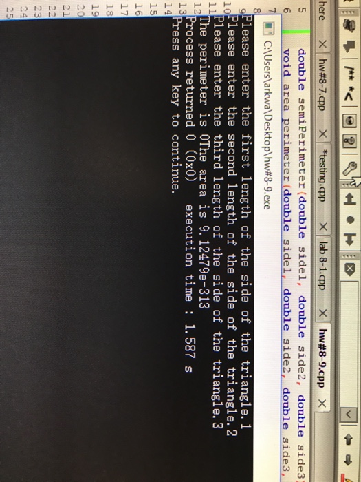 Solved Anyone can debug for me please? Not sure why area | Chegg.com