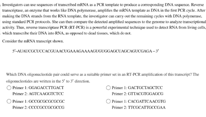 Solved Which DNA oligonucleotide pair could serve as a | Chegg.com