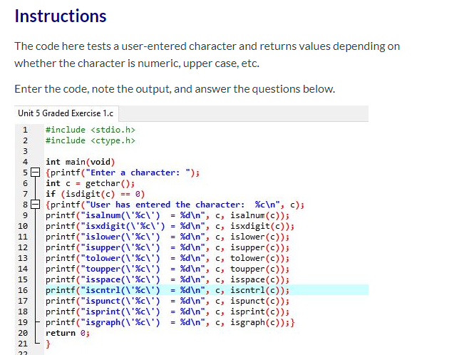 Solved Instructions The code here tests a user-entered | Chegg.com