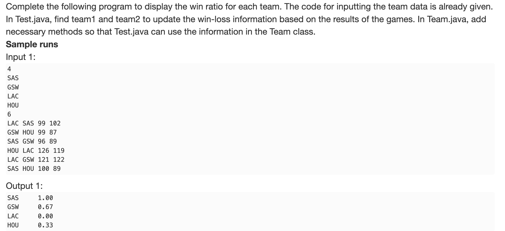 Solved java Please add the code between: // your code starts | Chegg.com
