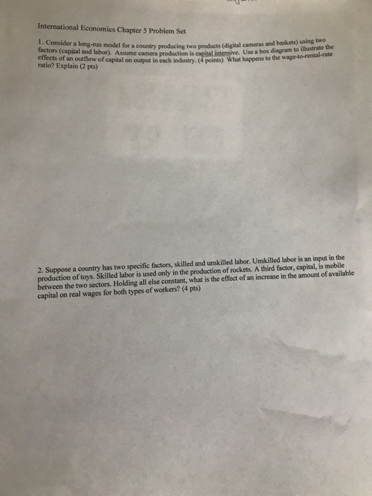 Solved International Economics Chapter 5 Problem Set 1. | Chegg.com