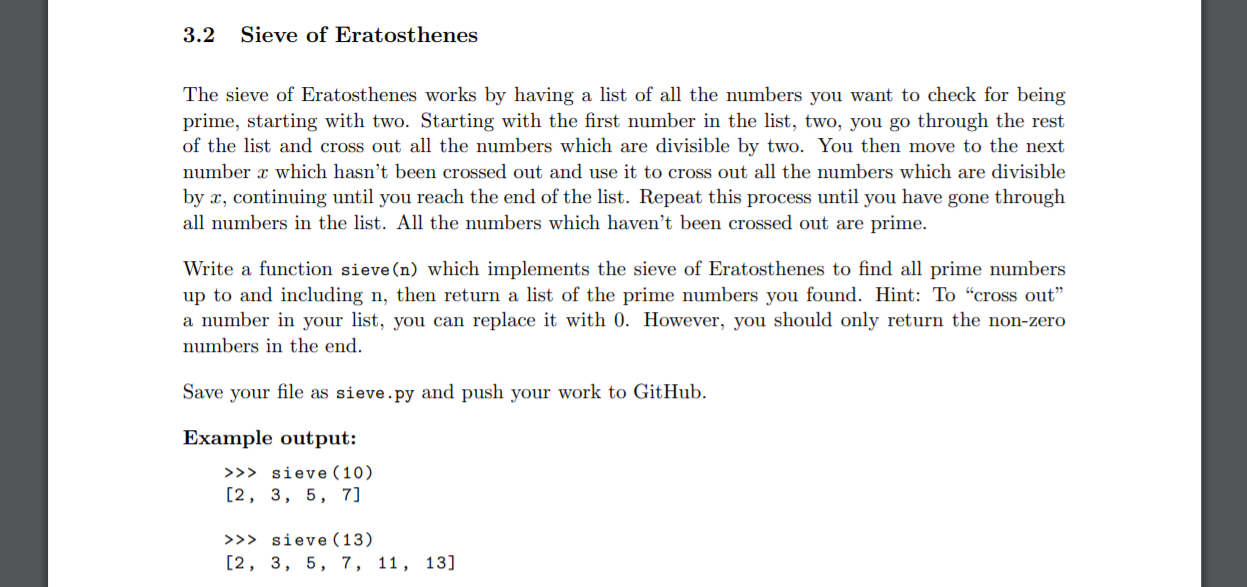 Solved 3.2 Sieve of Eratosthenes The sieve of Eratosthenes | Chegg.com