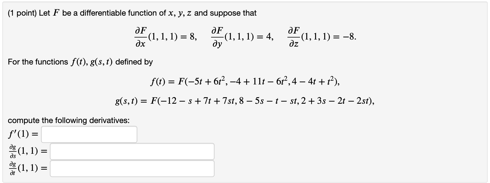 Solved 1 Point Let 𝐹 F Be A Differentiable Function Of