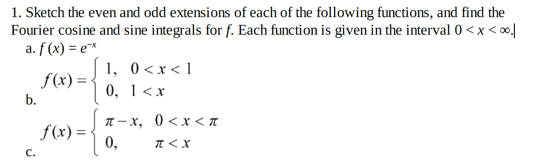 Solved 1. Sketch the even and odd extensions of each of the | Chegg.com