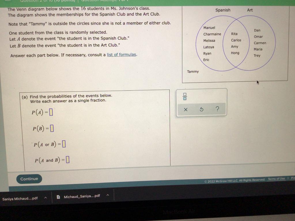 Solved Select The Probability That Is Equal To P(A)+P(B) - | Chegg.com