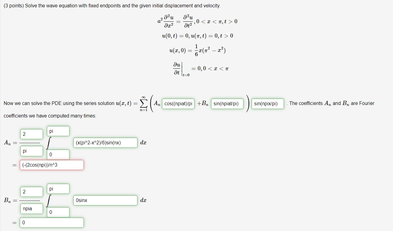 Solved Points Solve The Wave Equation With Fixed Chegg Com