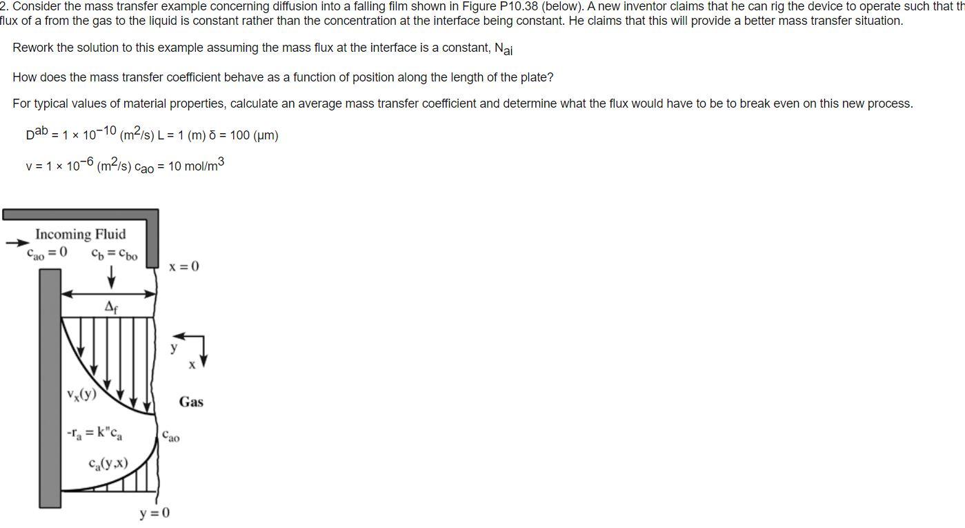 Solved 2. Consider the mass transfer example concerning | Chegg.com