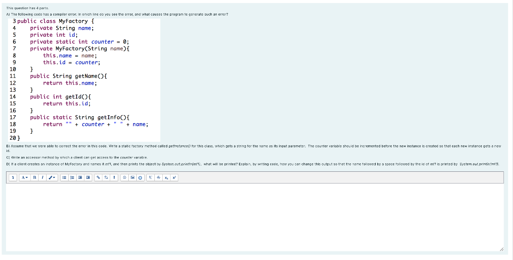 Solved This question has a parts Al The following code has a | Chegg.com