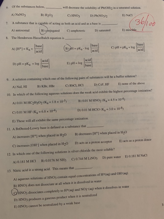 Solved 6 Of the substances below, will decrease the | Chegg.com