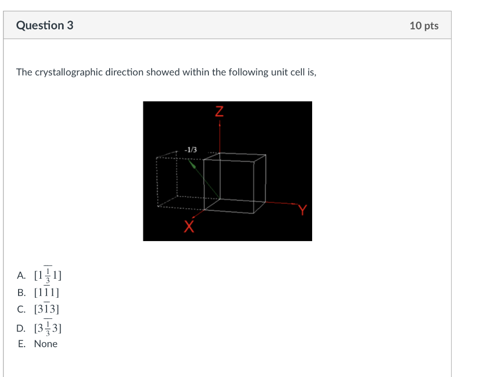 Solved Question 3 10 Pts The Crystallographic Direction | Chegg.com