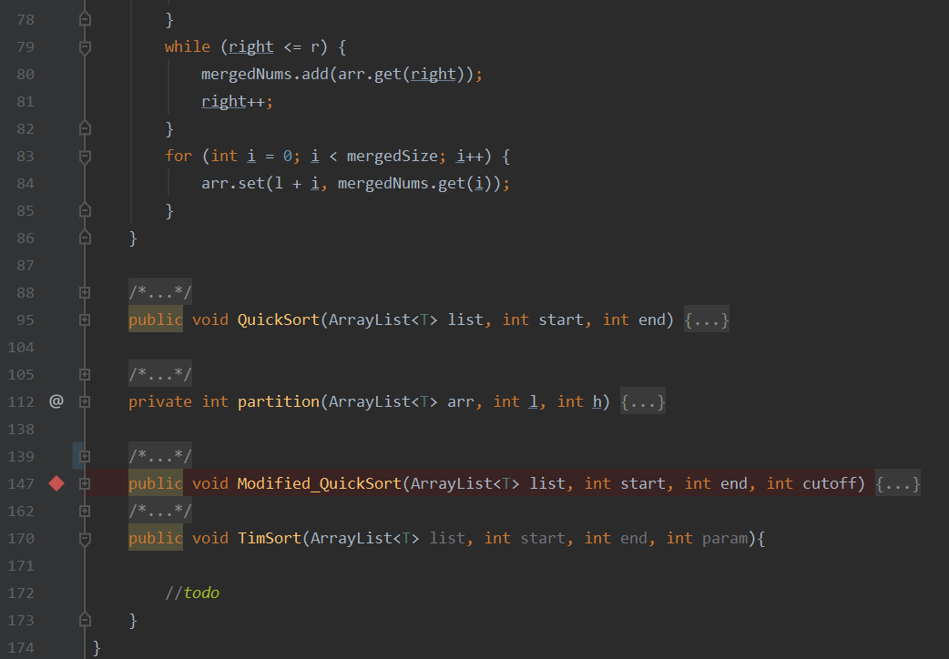 TimSort 1.) Using the parameter param to 