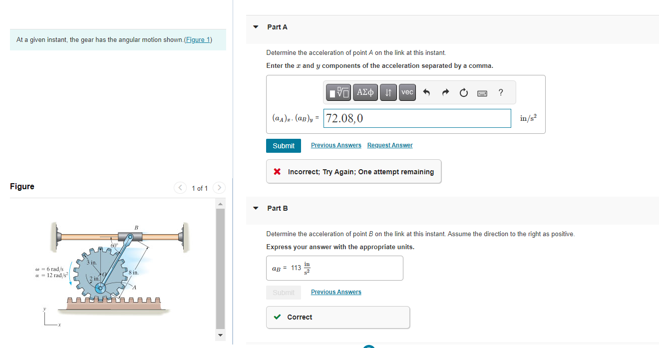 Solved At a given instant, the gear has the angular motion | Chegg.com