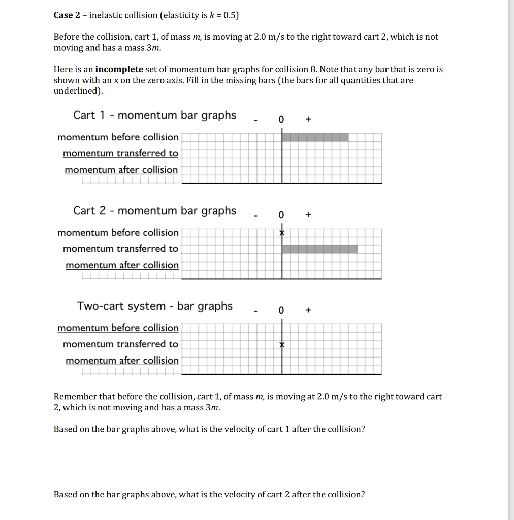 Solved Case 2 - inelastic collision (elasticity is k = 0.5) | Chegg.com