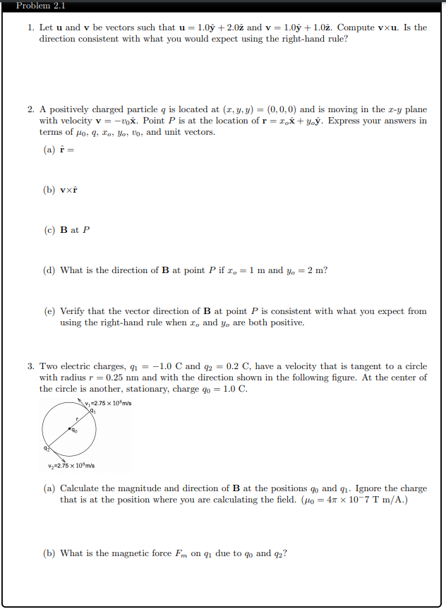Solved Problem 2.1 1. Let u and v be vectors such that | Chegg.com