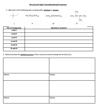 Solved Structural (aka Constitutional) Isomers 1. Label ach | Chegg.com