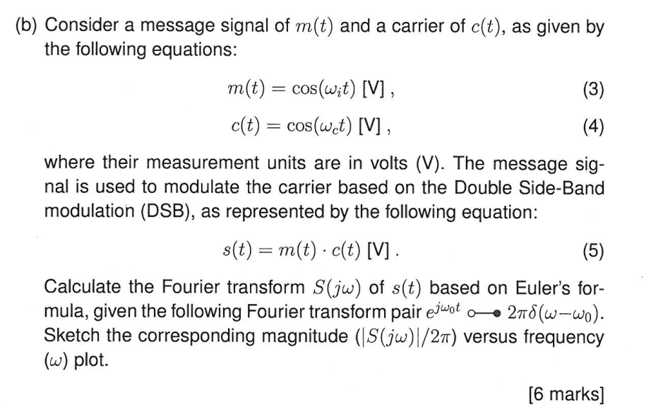 Solved Consider a message signal of m(t) and a carrier of