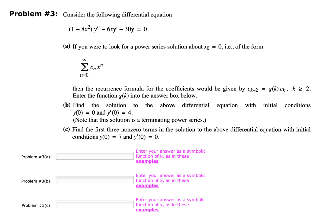 Solved Problem #3: Consider The Following Differential | Chegg.com