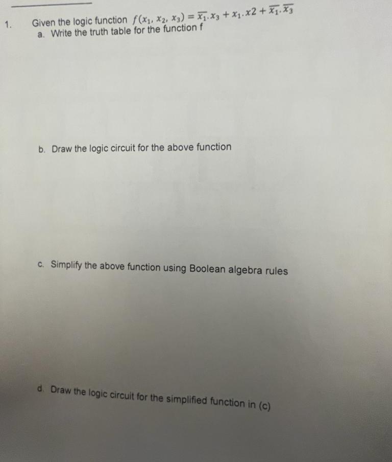 Solved Given the logic function | Chegg.com