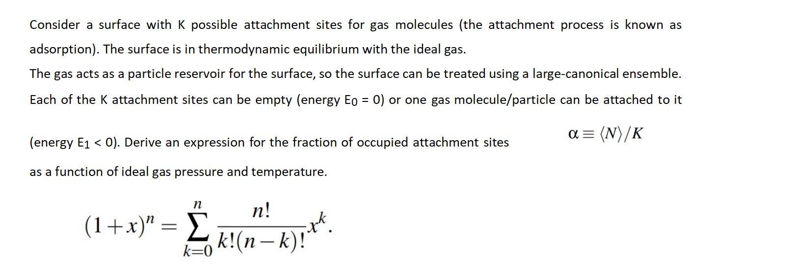 Solved Consider a surface with K possible attachment sites | Chegg.com