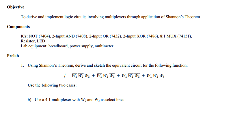 Solved Objective To derive and implement logic circuits | Chegg.com