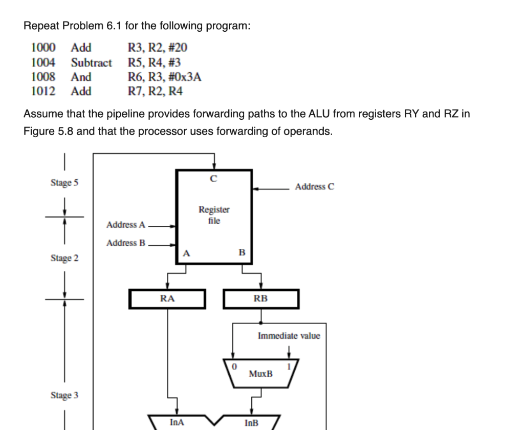 Repeat Problem 6.1 for the following program: 1000 | Chegg.com